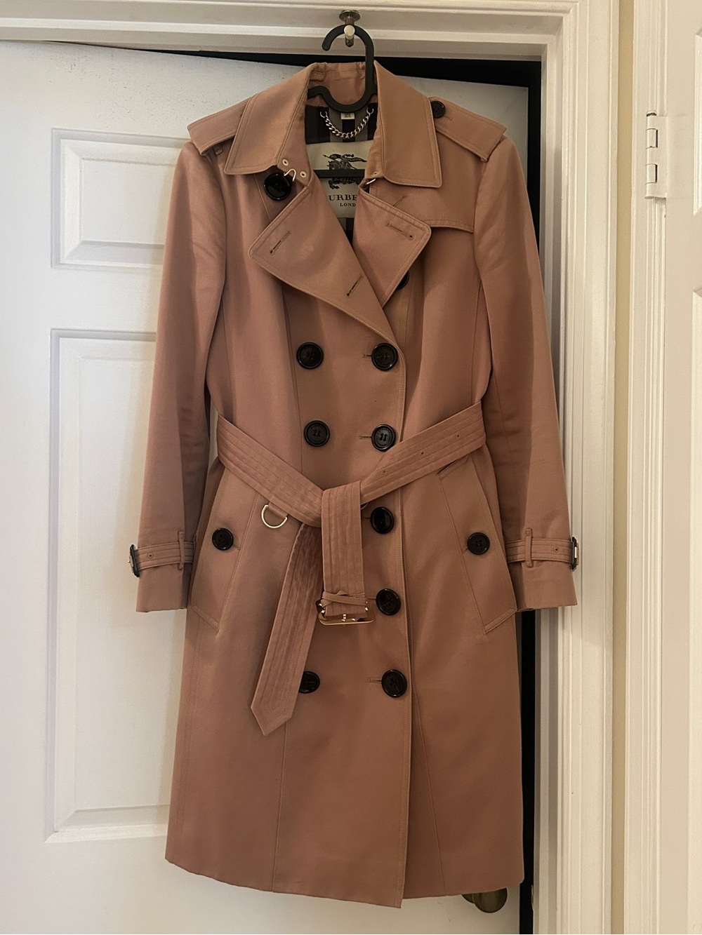 Burberry Dusty Rose Sateen Double-Breasted Trench